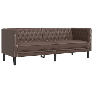 Driezitsbank Chesterfield-stijl kunstleer bruin