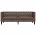 Driezitsbank Chesterfield-stijl kunstleer bruin