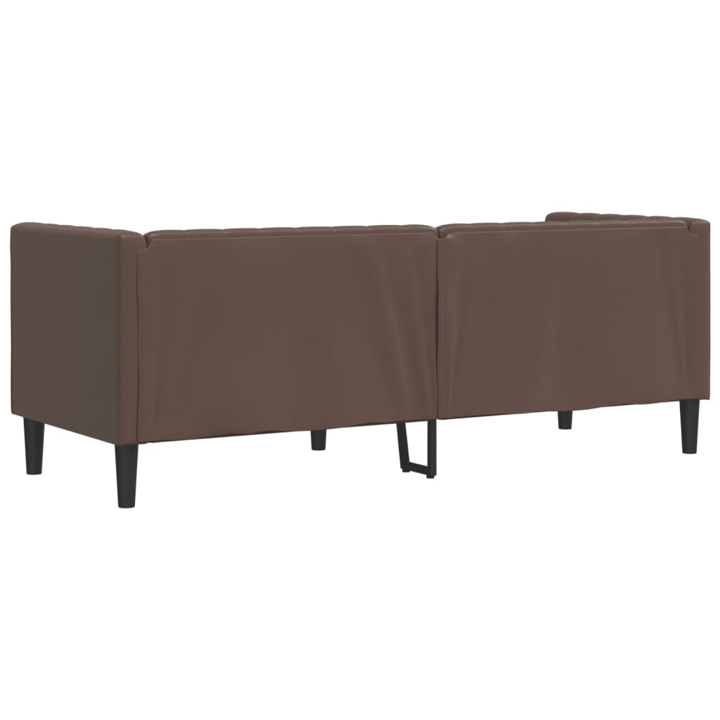 Driezitsbank Chesterfield-stijl kunstleer bruin