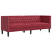 Driezitsbank Chesterfield-stijl kunstleer wijnrood