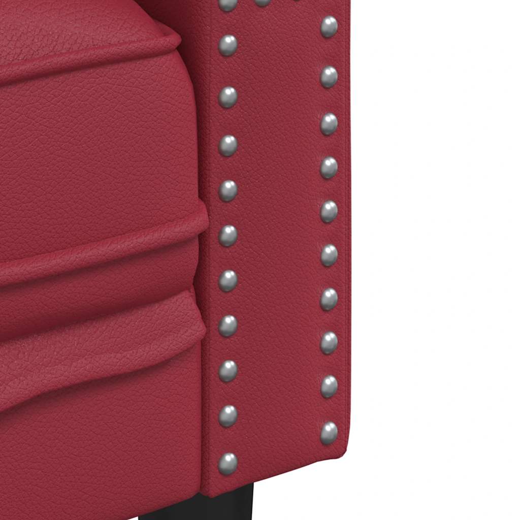 Driezitsbank Chesterfield-stijl kunstleer wijnrood