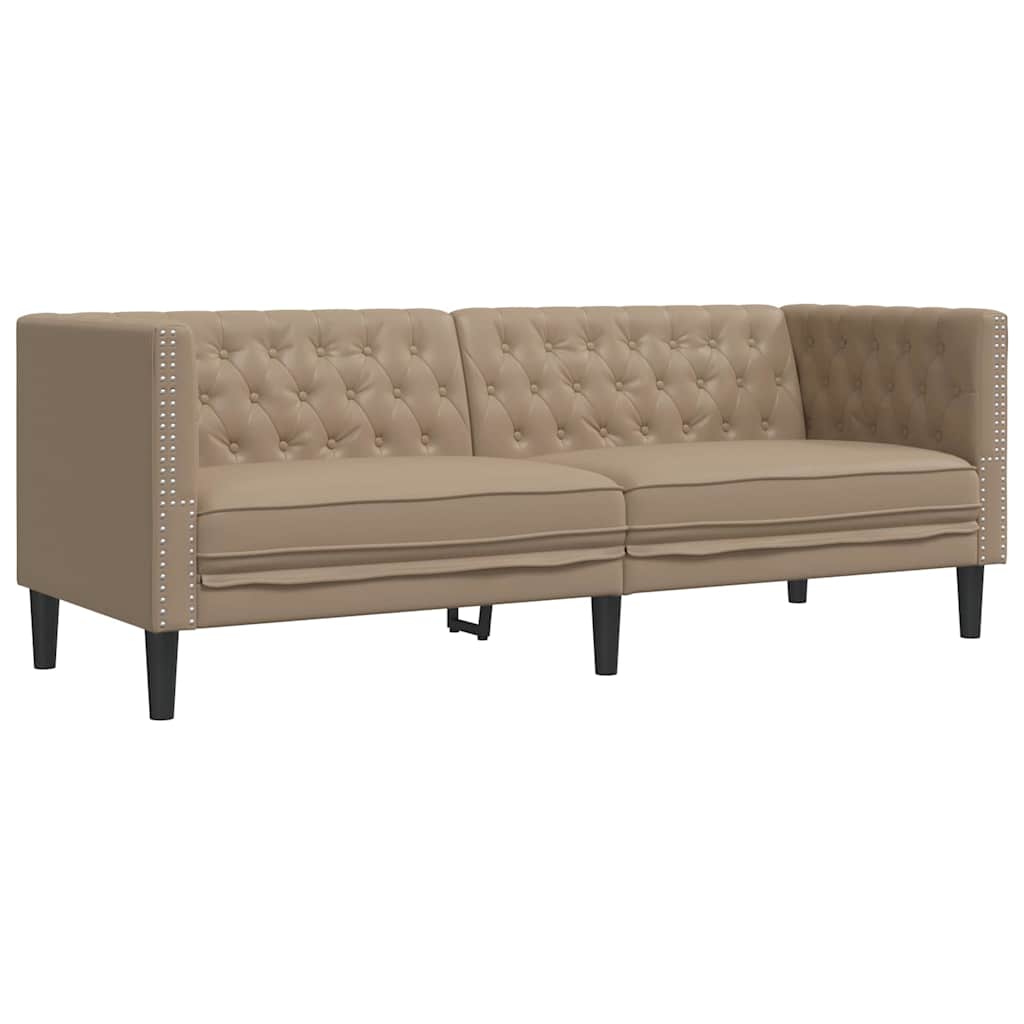 Driezitsbank Chesterfield-stijl kunstleer cappuccinokleurig