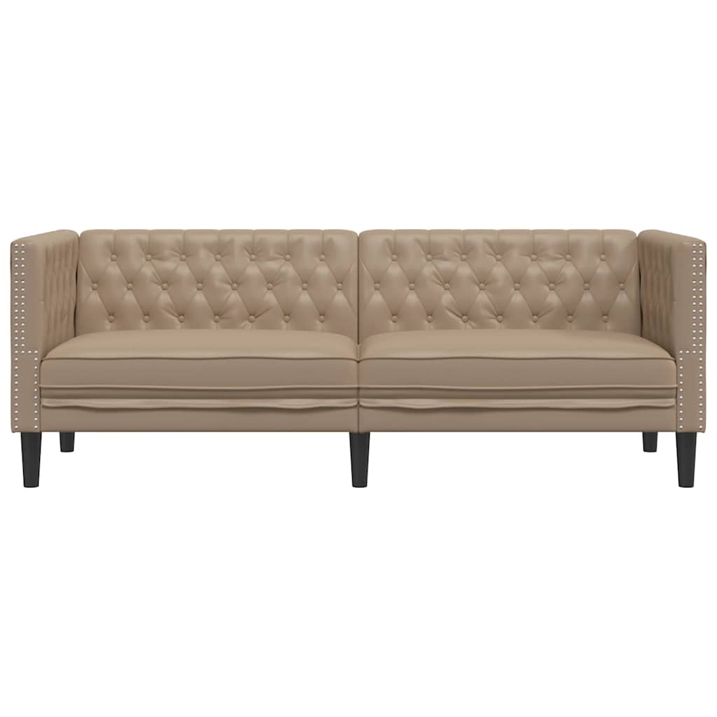 Driezitsbank Chesterfield-stijl kunstleer cappuccinokleurig