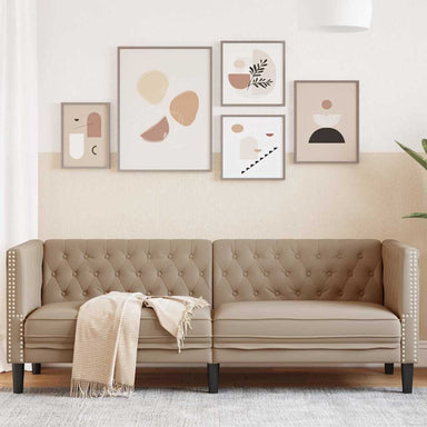 Driezitsbank Chesterfield-stijl kunstleer cappuccinokleurig