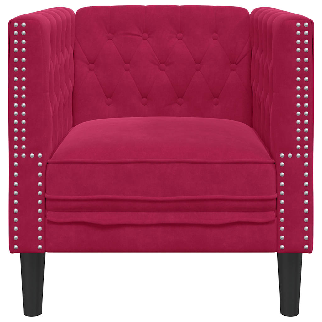 Fauteuil Chesterfield-stijl fluweel wijnrood