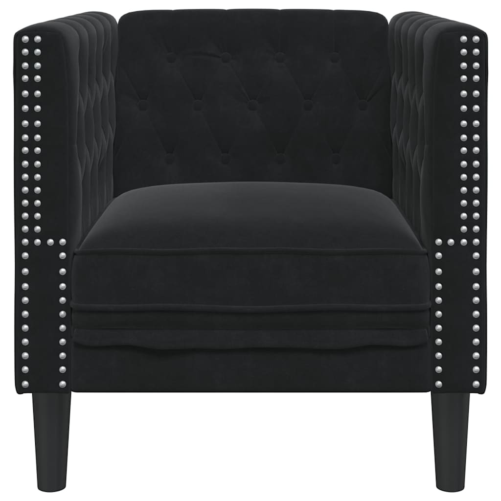 Fauteuil Chesterfield-stijl fluweel zwart