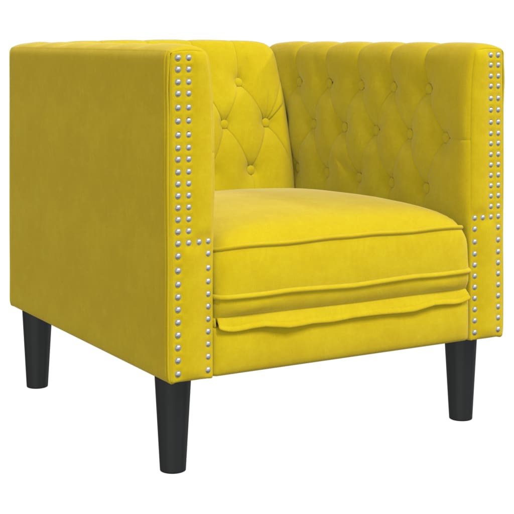 Fauteuil Chesterfield-stijl fluweel geel