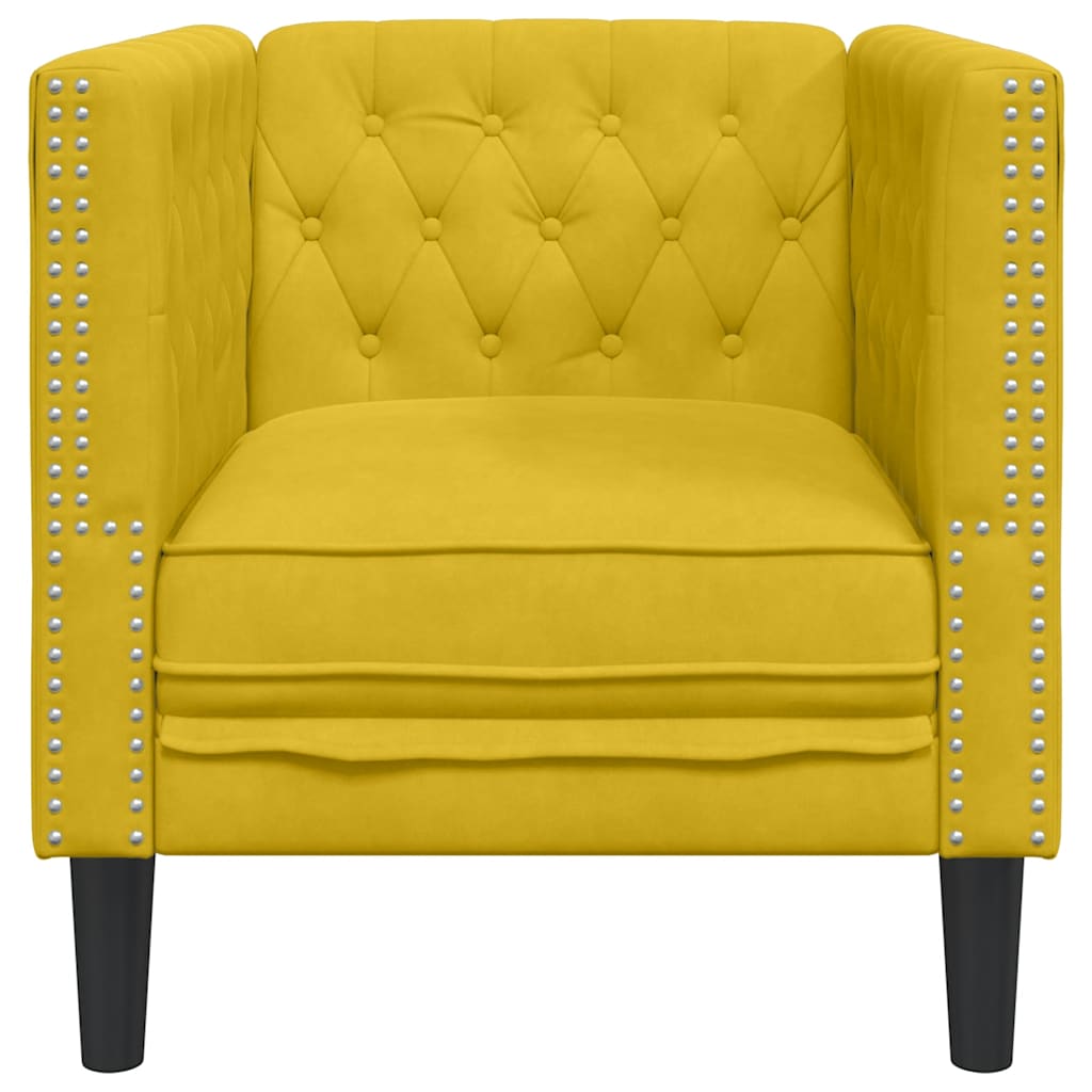 Fauteuil Chesterfield-stijl fluweel geel