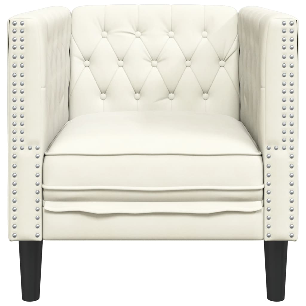 Fauteuil Chesterfield-stijl fluweel crèmekleurig