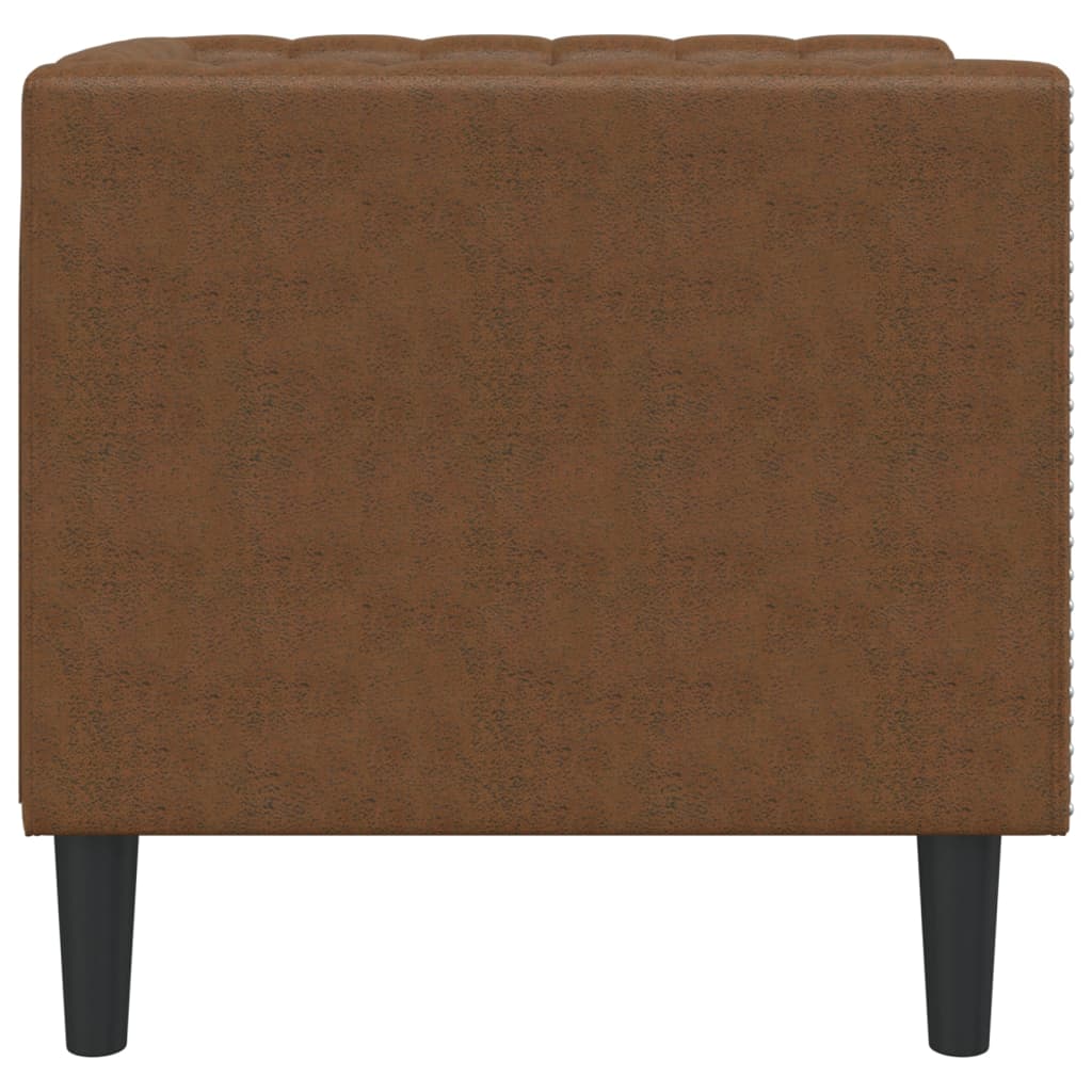 Fauteuil Chesterfield-stijl kunstsuède bruin