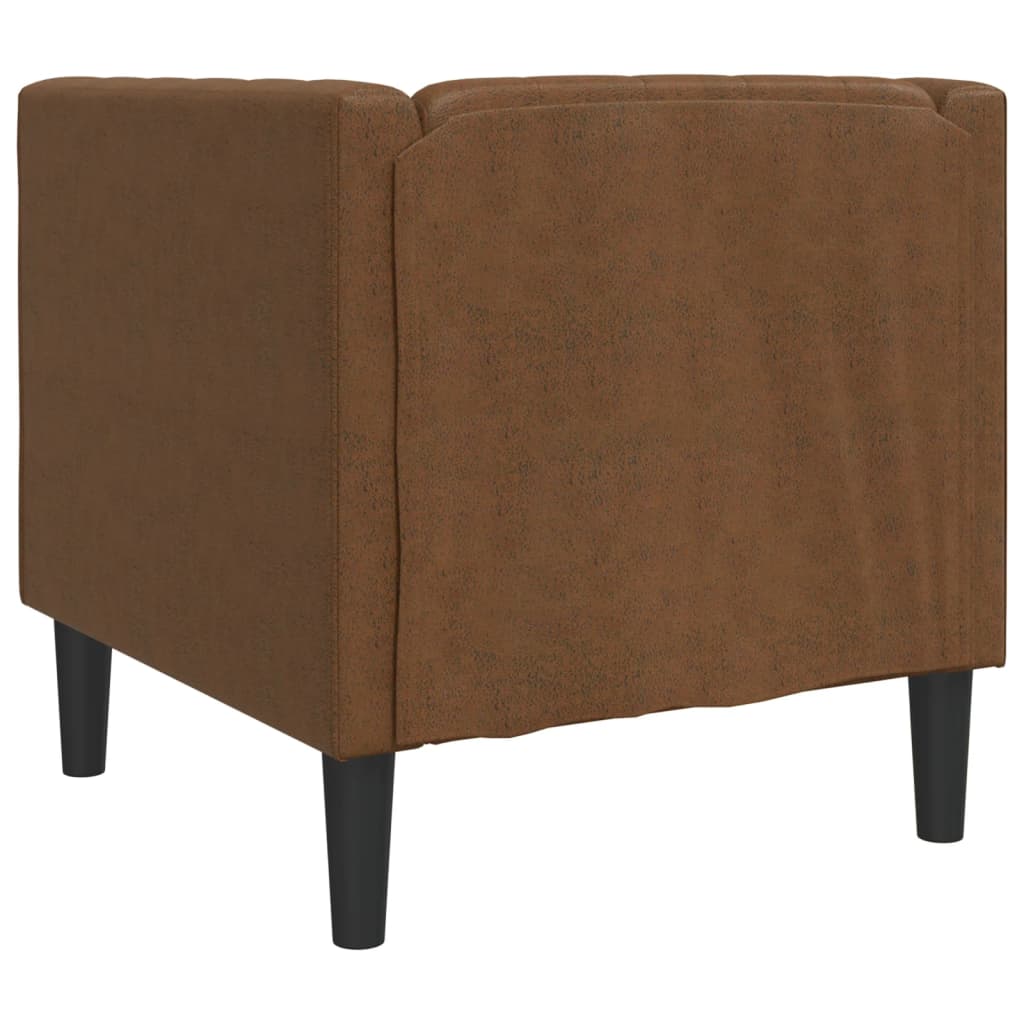 Fauteuil Chesterfield-stijl kunstsuède bruin