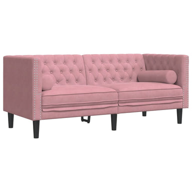 Tweezitsbank Chesterfield-stijl en bolsters fluweel roze