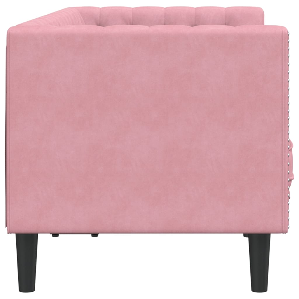 Tweezitsbank Chesterfield-stijl en bolsters fluweel roze