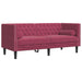 Tweezitsbank Chesterfield-stijl en bolsters fluweel wijnrood