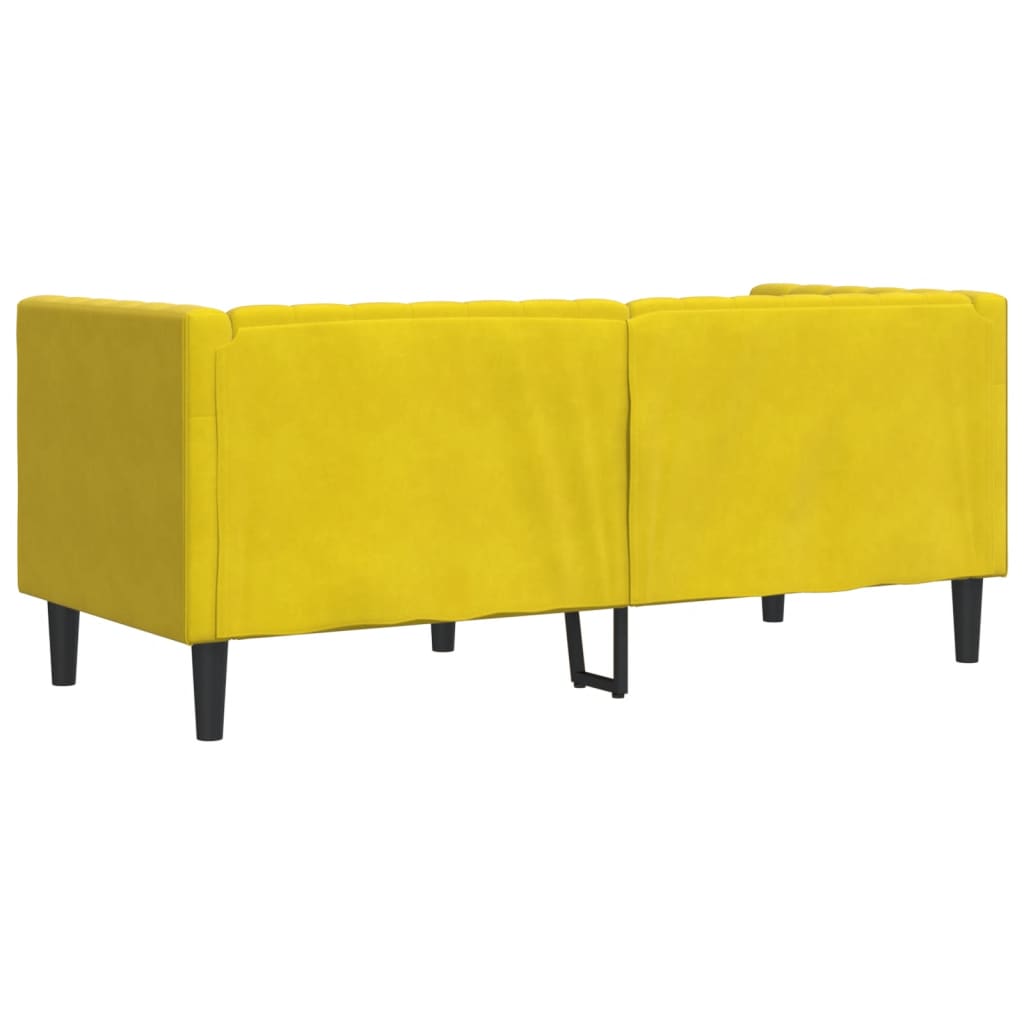 Tweezitsbank Chesterfield-stijl en bolsters fluweel geel