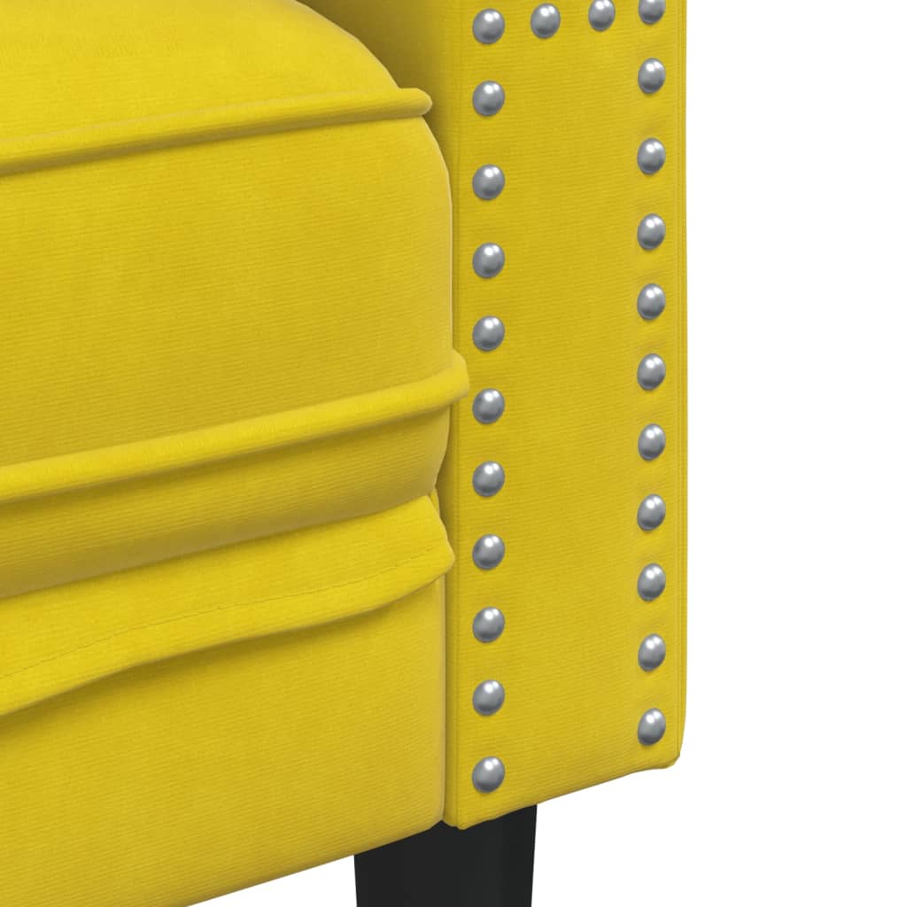 Tweezitsbank Chesterfield-stijl en bolsters fluweel geel