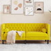 Tweezitsbank Chesterfield-stijl en bolsters fluweel geel