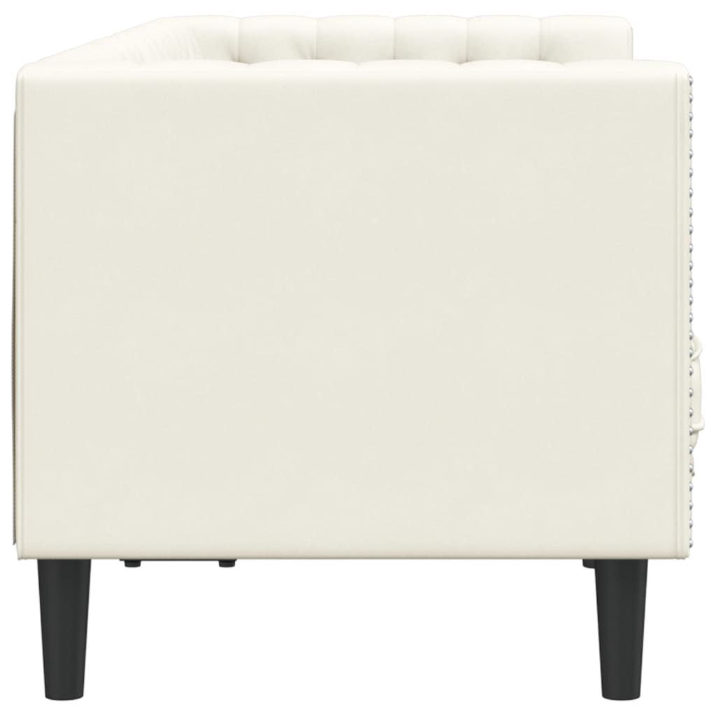 Tweezitsbank Chesterfield-stijl en bolsters fluweel crèmekleur