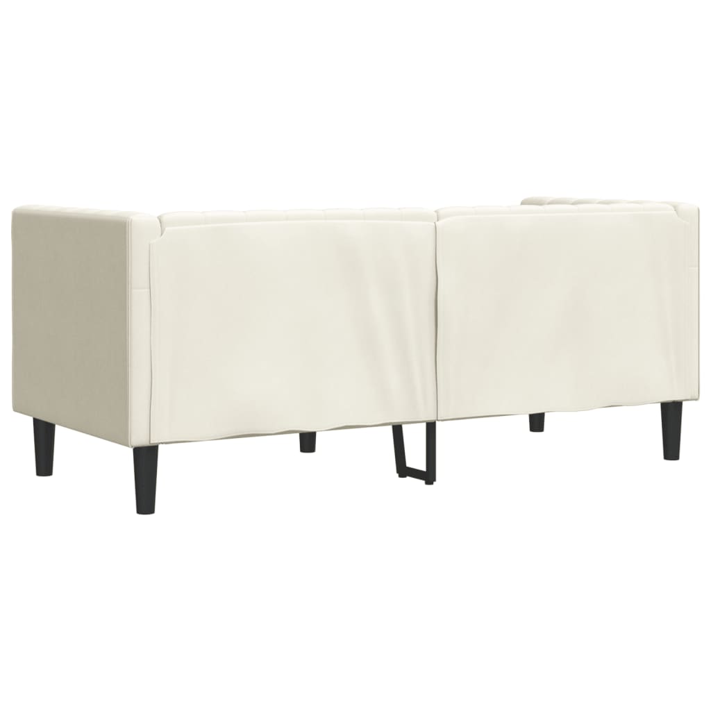 Tweezitsbank Chesterfield-stijl en bolsters fluweel crèmekleur