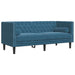 Tweezitsbank Chesterfield-stijl en bolsters fluweel blauw