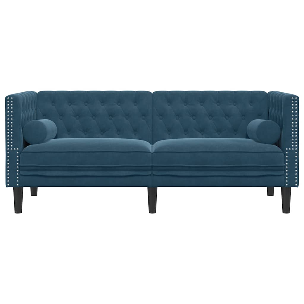 Tweezitsbank Chesterfield-stijl en bolsters fluweel blauw
