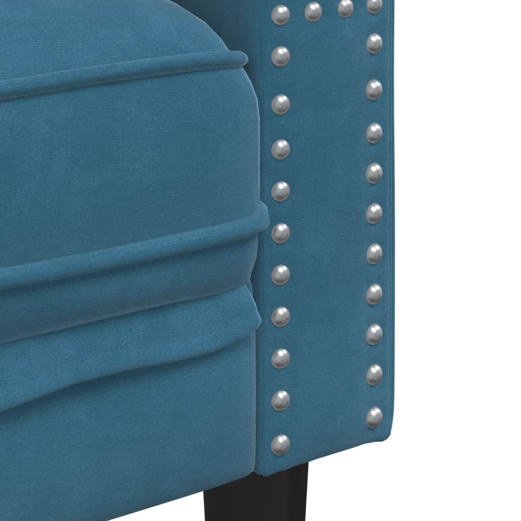 Tweezitsbank Chesterfield-stijl en bolsters fluweel blauw