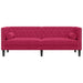 Driezitsbank Chesterfield-stijl met bolsters fluweel wijnrood