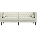 Driezitsbank Chesterfield-stijl met bolsters fluweel crèmekleur