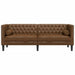 Driezitsbank Chesterfield-stijl met bolsters kunstsuède bruin