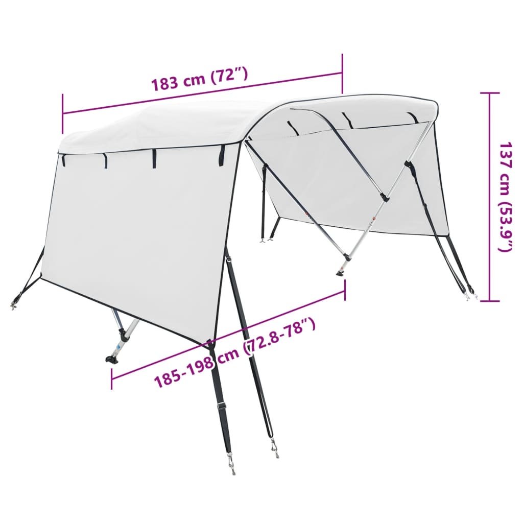 Biminitop 3 bogen met zijwanden 183x(185-198)x137 cm