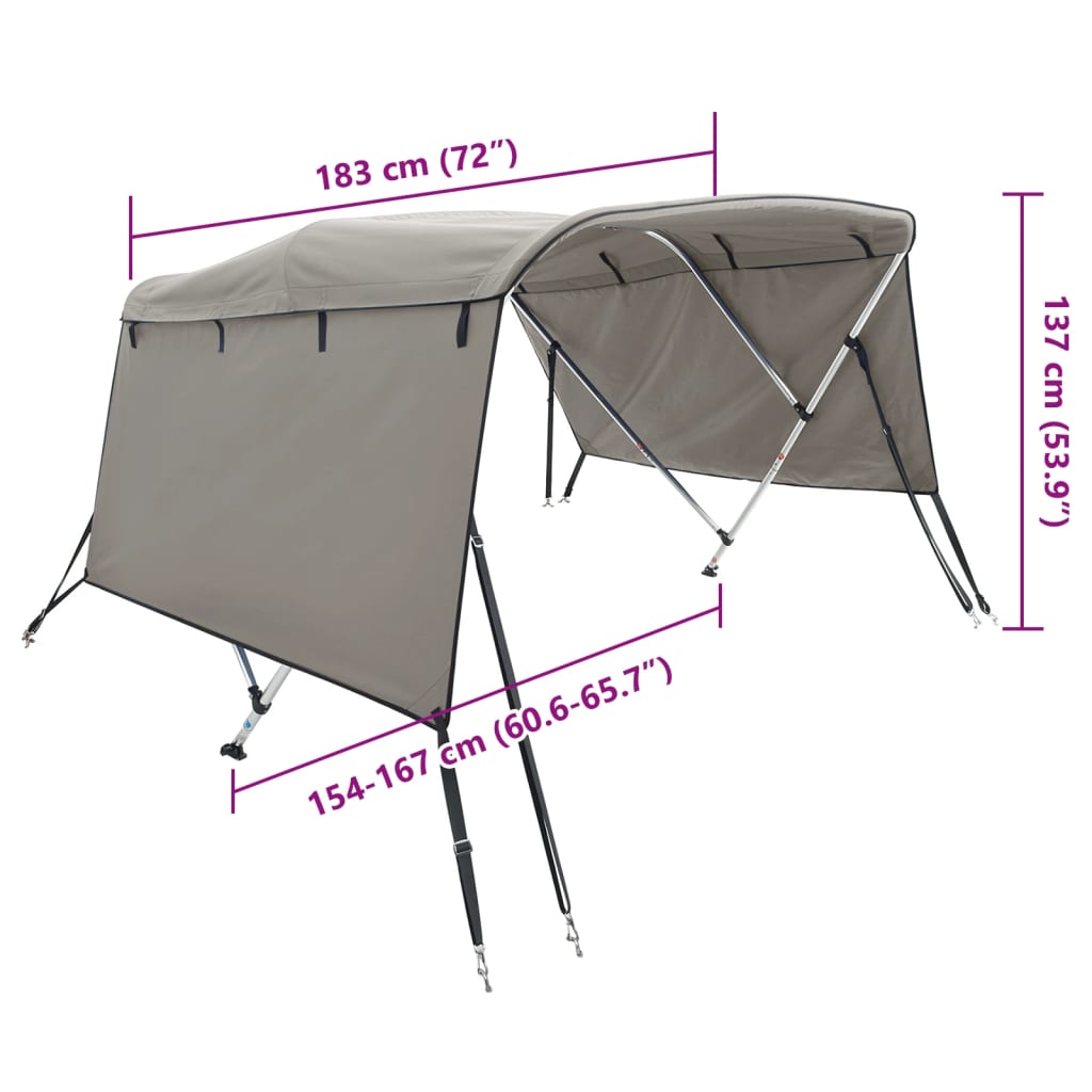 Biminitop 3 bogen met zijwanden 183x(154-167)x137 cm