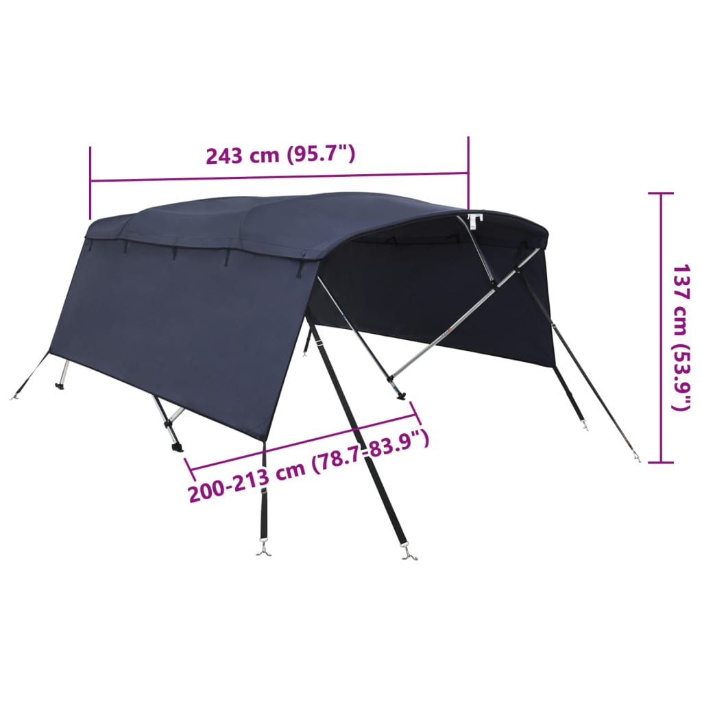 Biminitop 4 bogen met zijwanden 243x(200-213)x137 cm