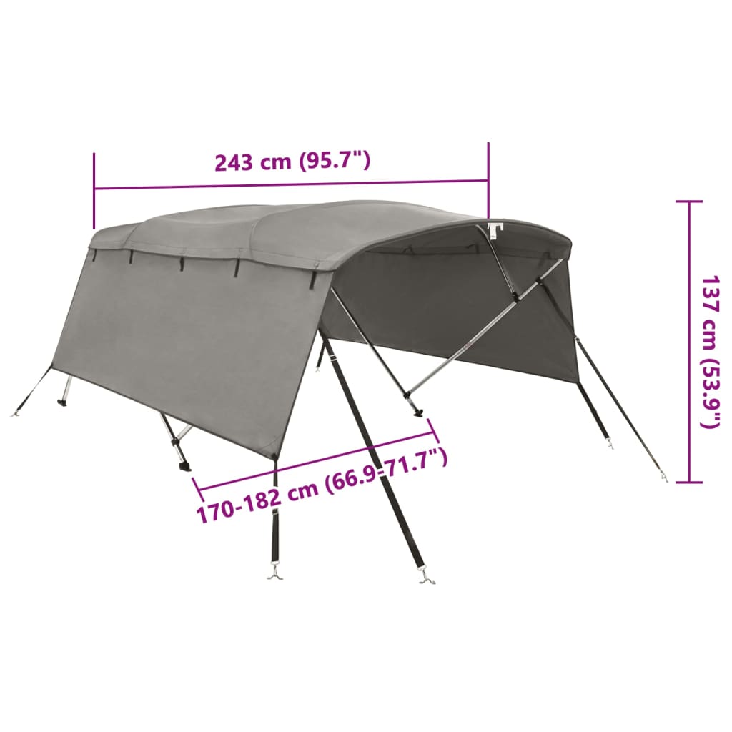 Biminitop 4 bogen met zijwanden 243x(170-182)x137 cm