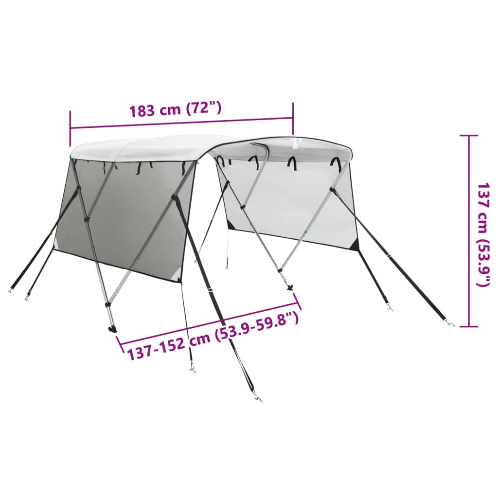 Biminitop 3 bogen met mesh zijwanden 183x(137-152)x137 cm