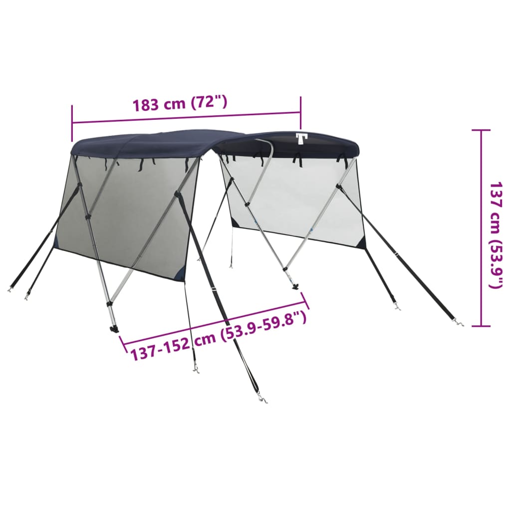 Biminitop 3 bogen met mesh zijwanden 183x(137-152)x137 cm