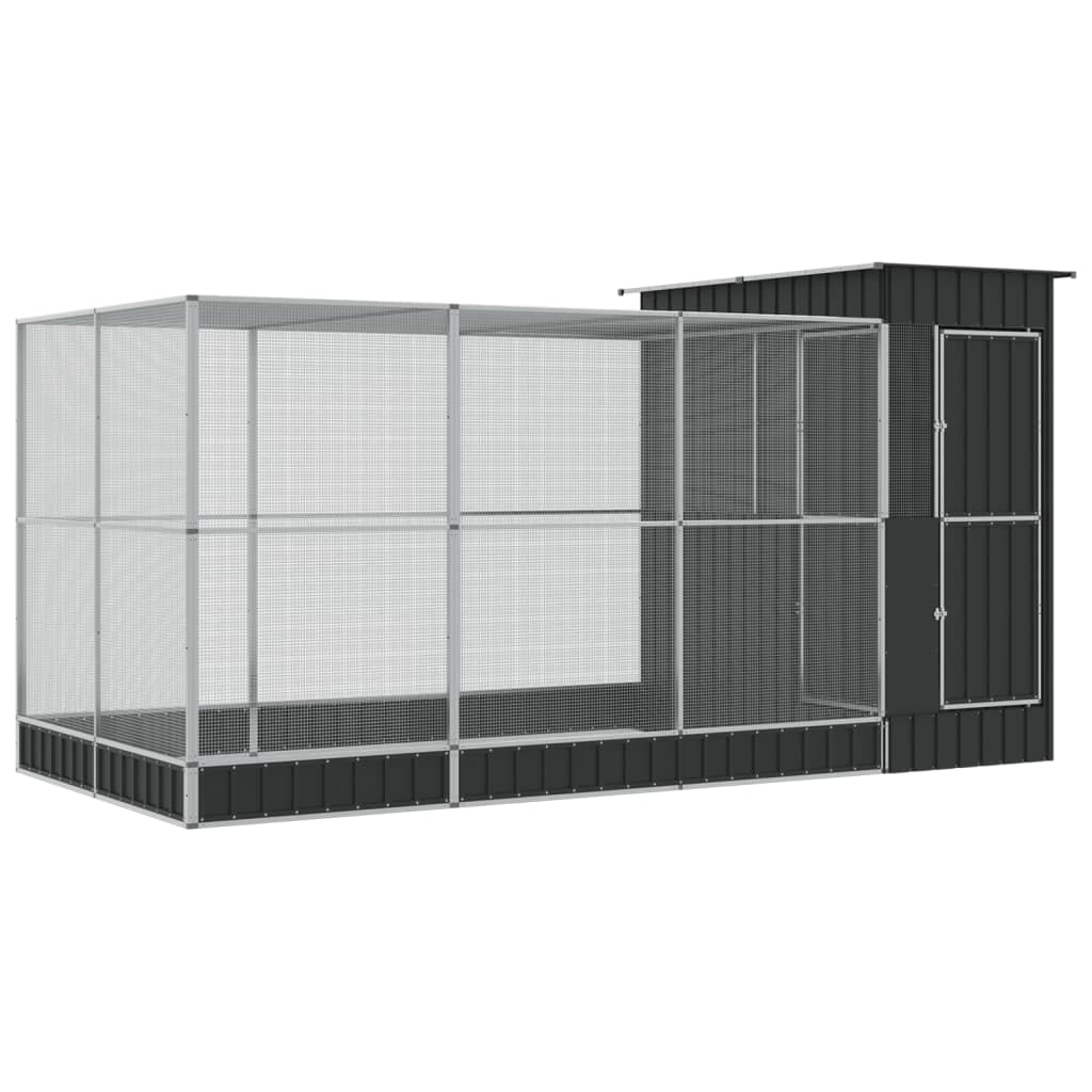 Volière met verlengstuk zilver 416x203x216 cm staal