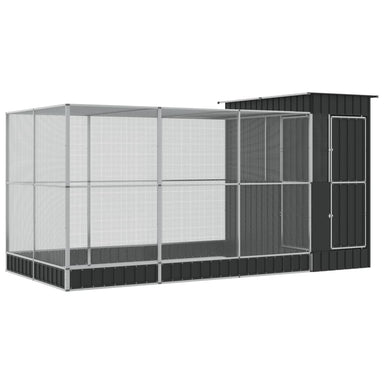 Volière met verlengstuk zilver 416x203x216 cm staal