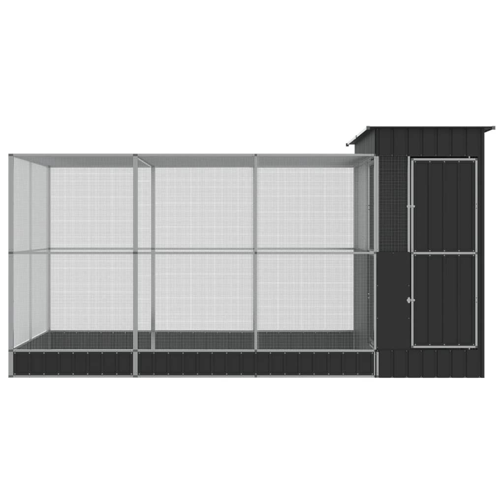 Volière met verlengstuk zilver 416x203x216 cm staal