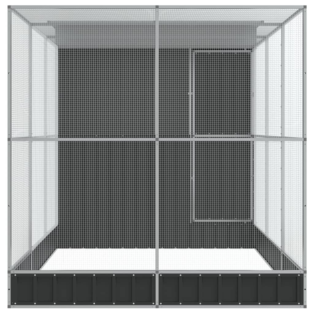 Volière met verlengstuk zilver 416x203x216 cm staal