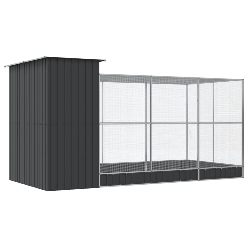 Volière met verlengstuk zilver 416x203x216 cm staal