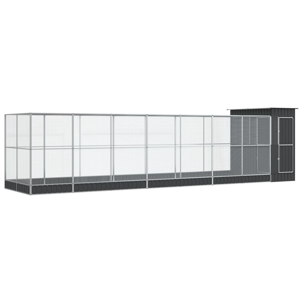 Volière met verlengstuk 830x203x216 cm staal zilverkleurig