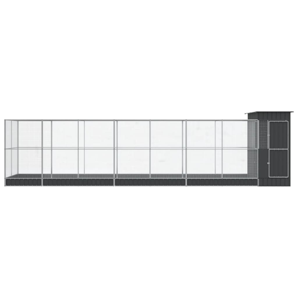 Volière met verlengstuk 830x203x216 cm staal zilverkleurig