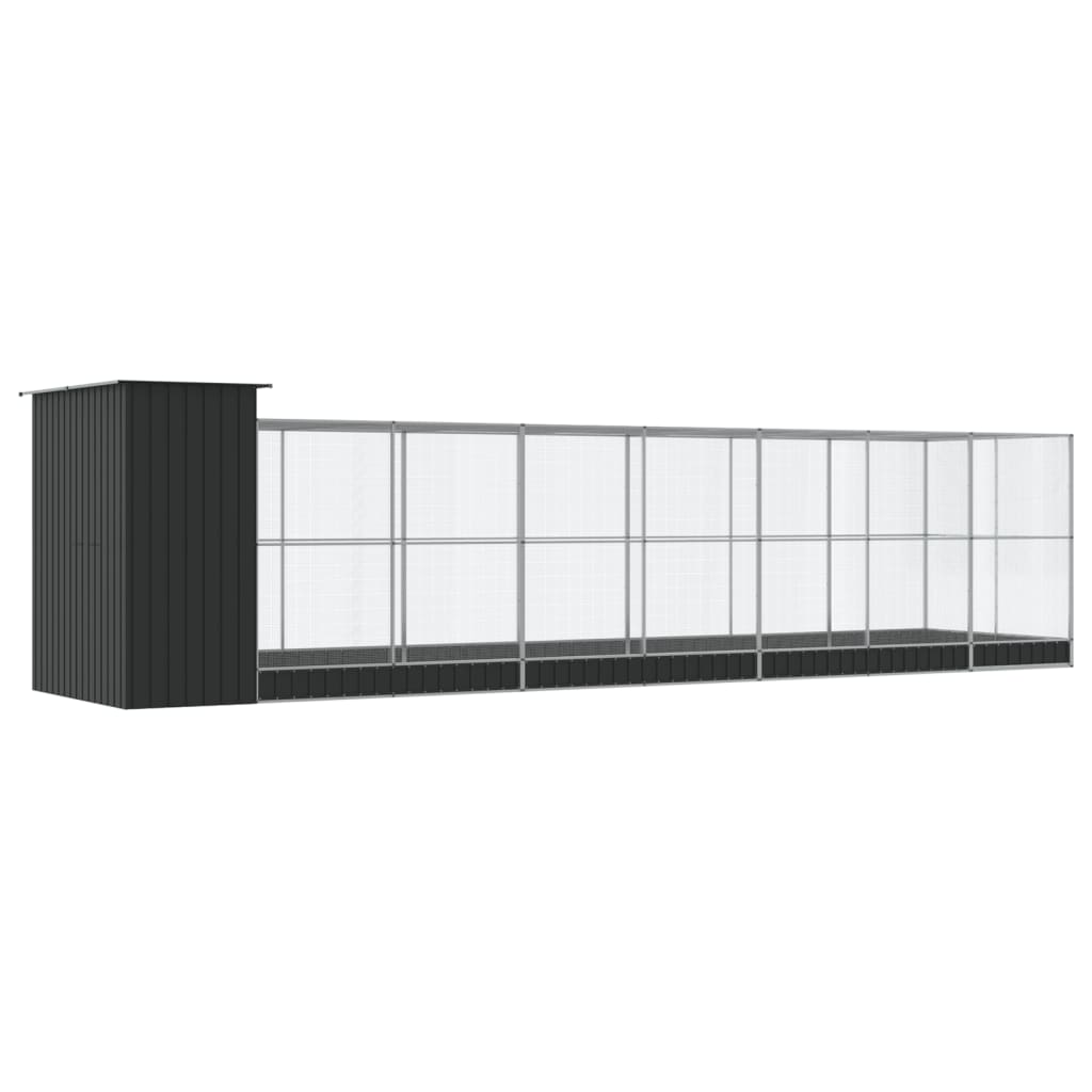 Volière met verlengstuk 830x203x216 cm staal zilverkleurig