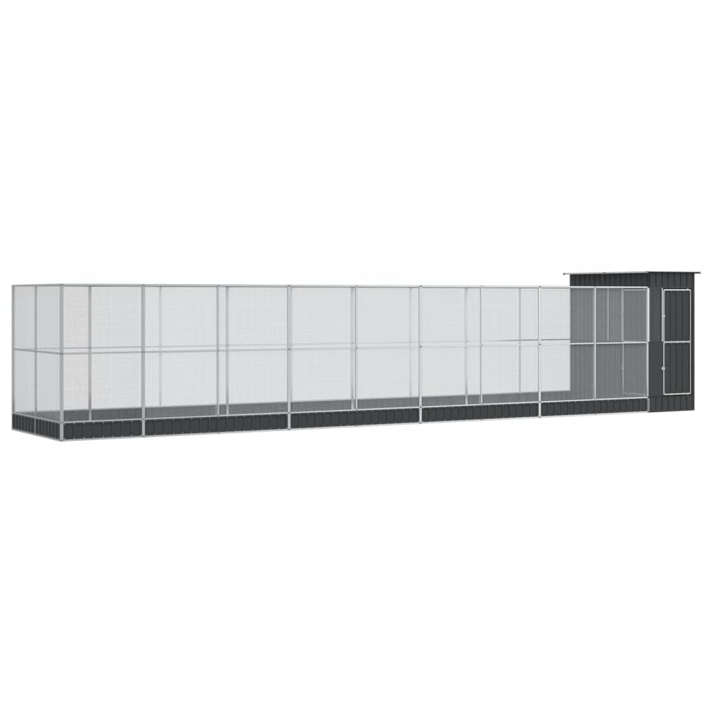 Volière met verlengstuk 1037x203x216 cm staal zilverkleurig