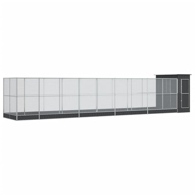 Volière met verlengstuk 1037x203x216 cm staal zilverkleurig