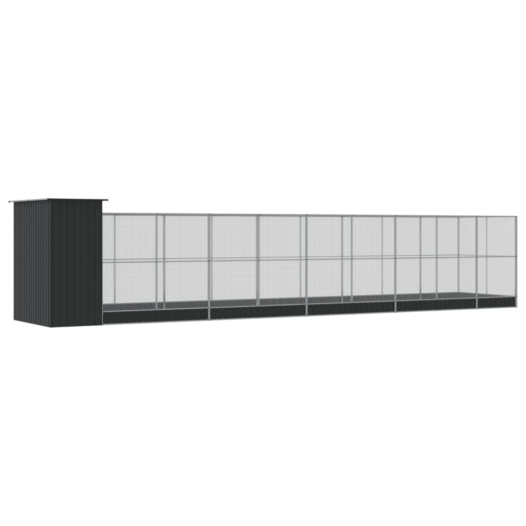 Volière met verlengstuk 1037x203x216 cm staal zilverkleurig