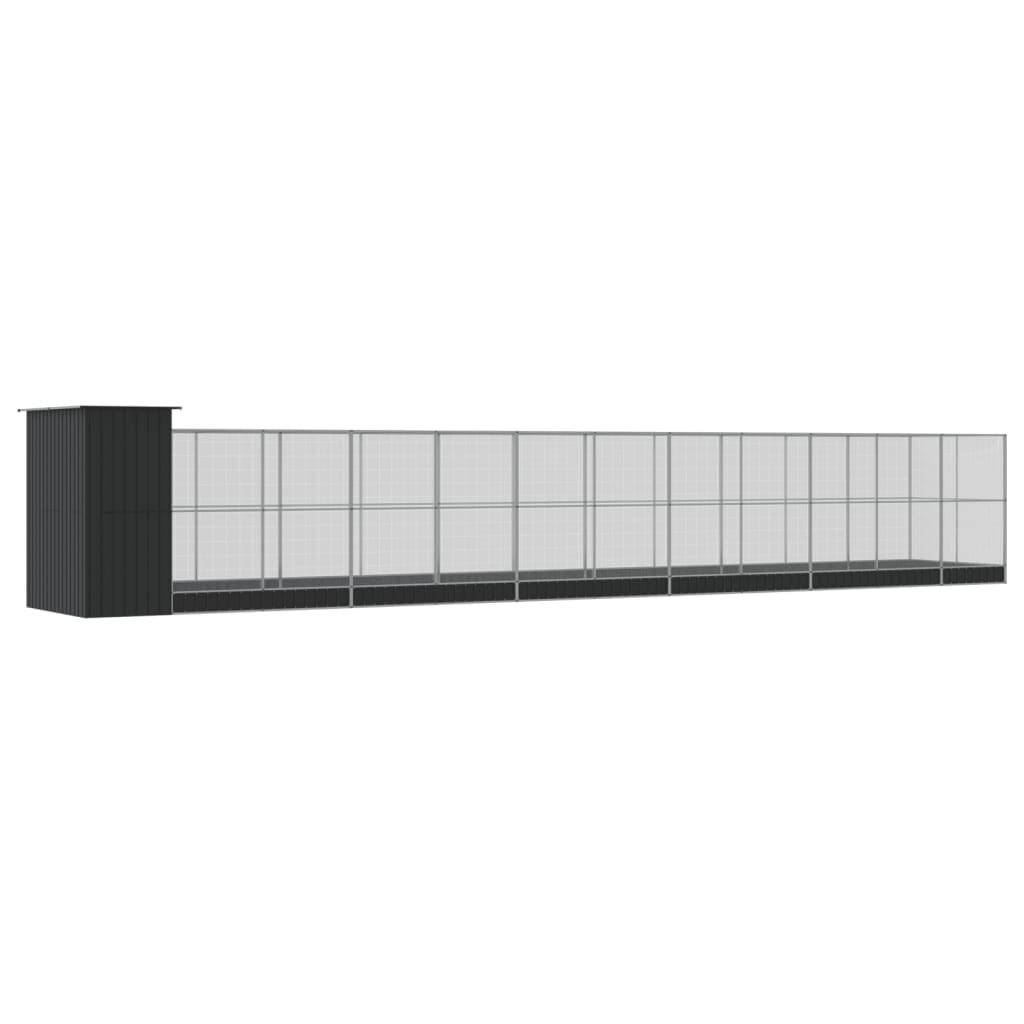 Volière met verlengstuk 1244x203x216 cm staal zilverkleurig