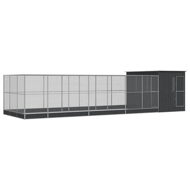 Volière met verlengstuk 911x303x216 cm staal zilverkleurig