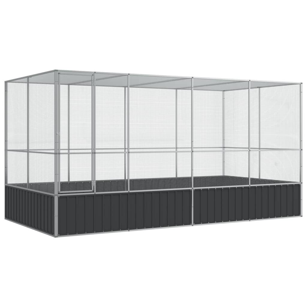 Volière met verlengstuk zilver 418x207x212 cm staal