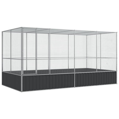 Volière met verlengstuk zilver 418x207x212 cm staal